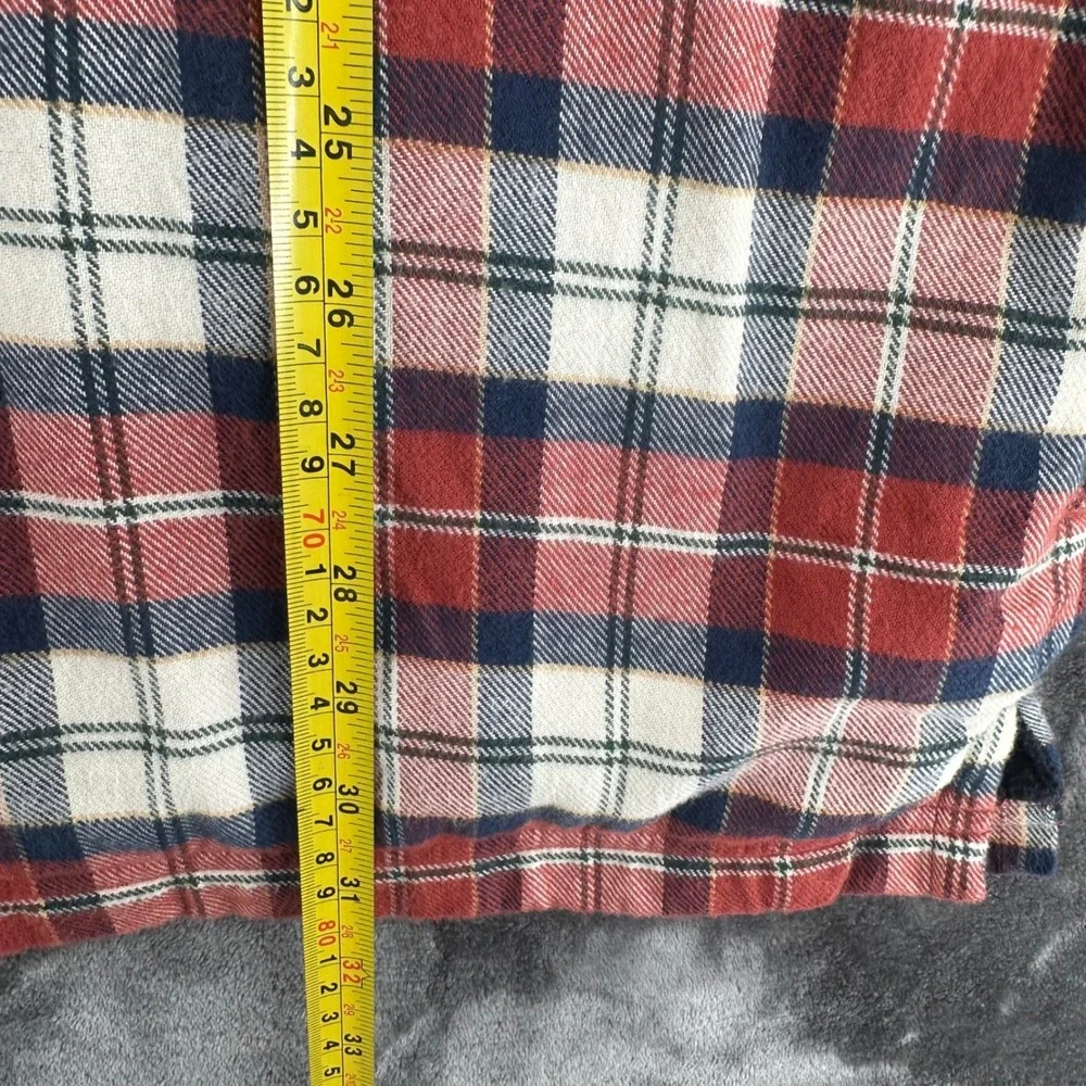 LL Bean Mens Large Fleece Lined Flannel Shirt Jacket Red Plaid Shacket Shacket